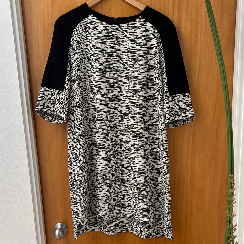 French Connection Black and White Patterned Shift Dress